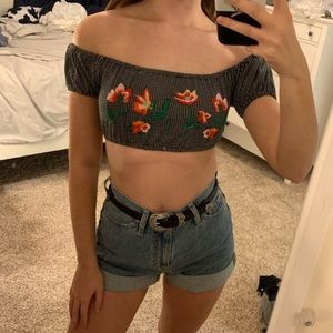 TopShop Off The Shoulder Crop Top